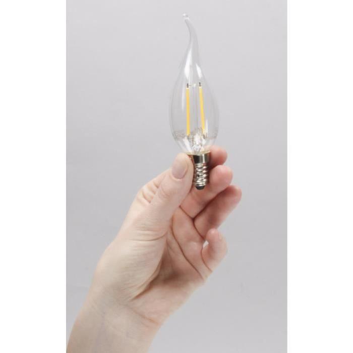 XQ-Lite Ampoule filament LED flamme E14 XQ1403 2 W équivalent a 20 W blanc chaud