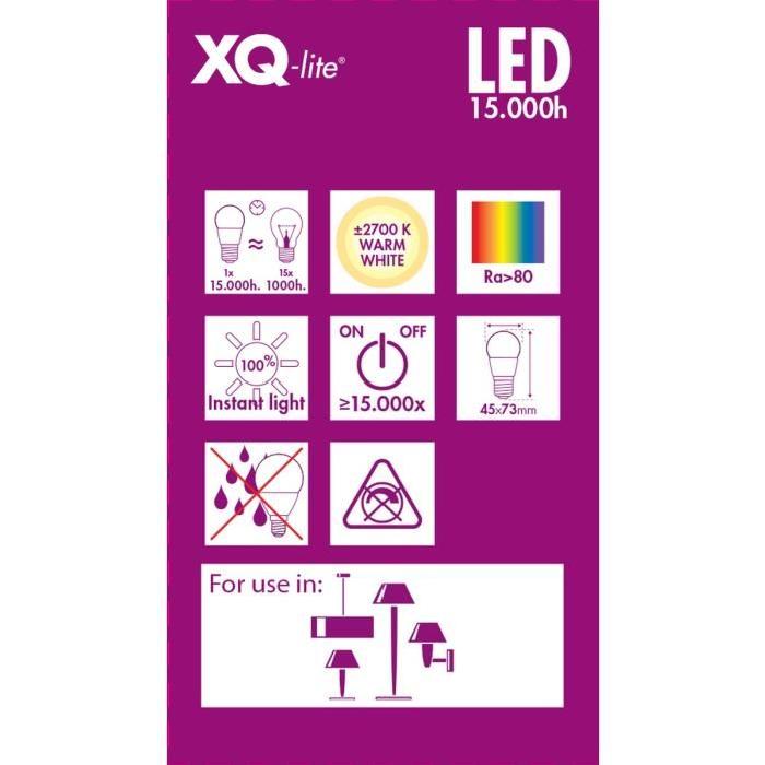 XQ-LITE Ampoule LED filament LED globe E27 2W équivalence 20W