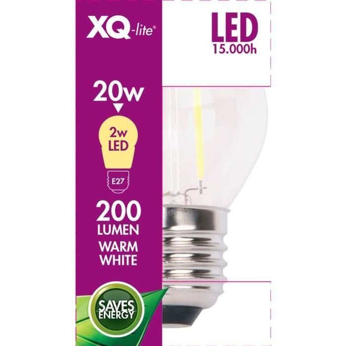 XQ-LITE Lot de 5 ampoules LED filament E27 globe 2W équivalence 20W