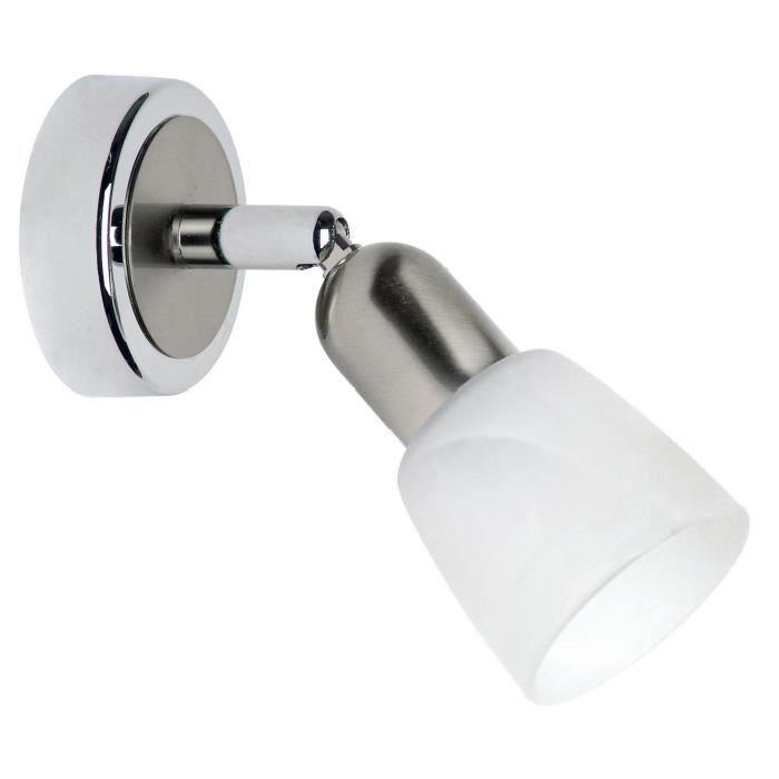 Applique spot Sofia diametre 8 cm E14 40W acier, chrome et blanc