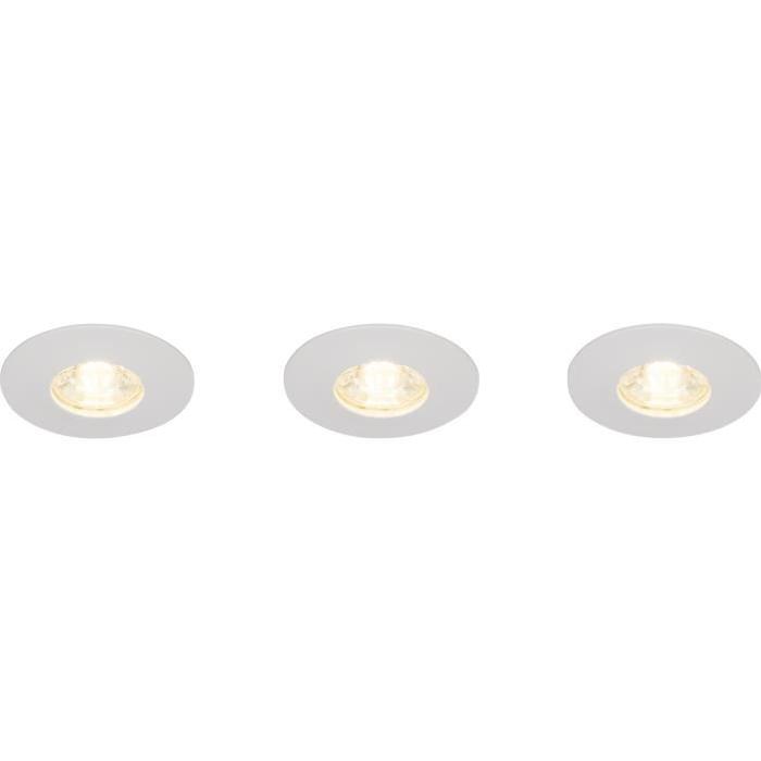 BRILLIANT Kit de 3 spots encastrés fixes Nodus led ip44 4W 3000k - Blanc