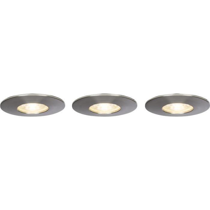 BRILLIANT Kit de 3 spots encastrés fixes Nodus led ip44 4W 3000k - Chrome