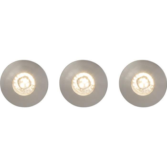 BRILLIANT Kit de 3 spots encastrés fixes Nodus led ip44 4W 3000k - Chrome