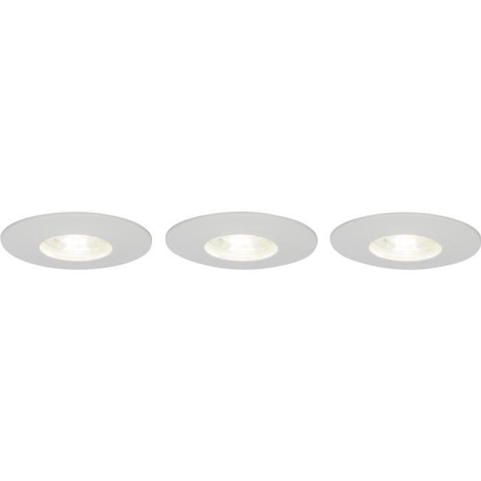 BRILLIANT Kit de 3 spots encastrés fixes Nodus led ip44 4W 4000k - Blanc