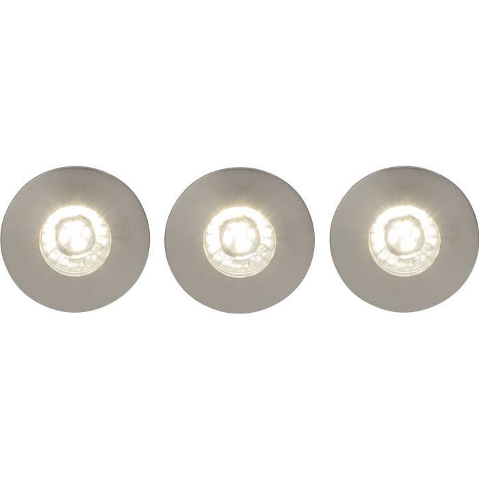 BRILLIANT Kit de 3 spots encastrés fixes Nodus led ip44 4W 4000k - Chrome