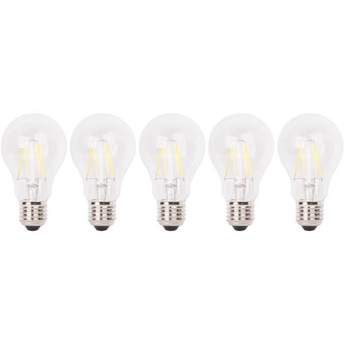 XQ-LITE Lot de 5 ampoules LED filament E27 globe 4W équivalence 37W