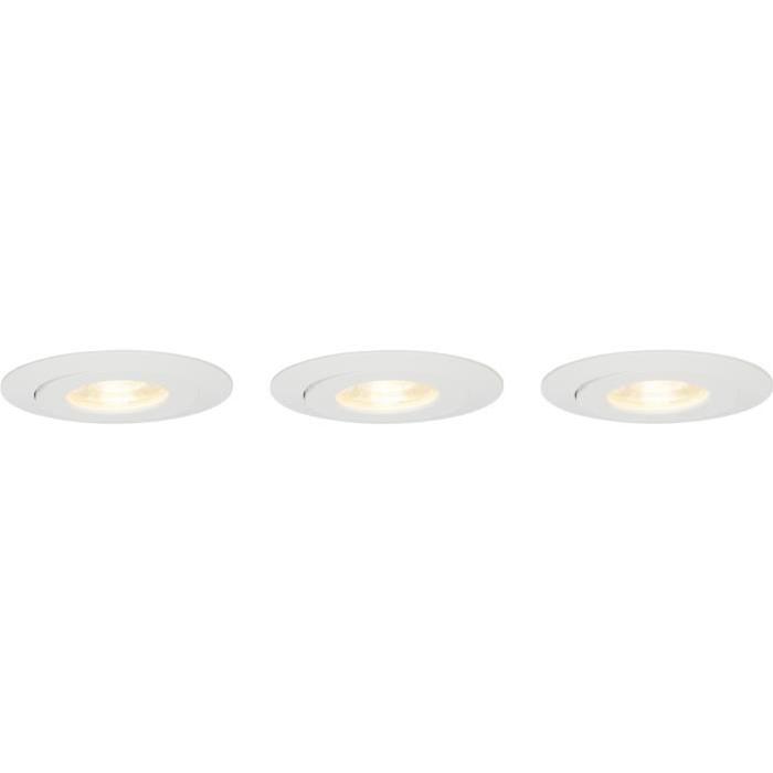 BRILLIANT Kit de 3 spots encastrés orientables Nodus led ip44 4W 3000k - Blanc