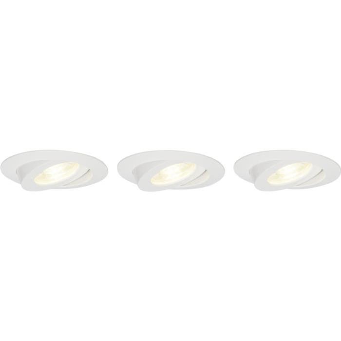 BRILLIANT Kit de 3 spots encastrés orientables Nodus led ip44 4W 3000k - Blanc