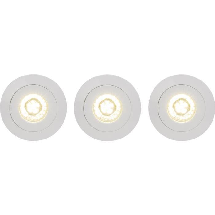 BRILLIANT Kit de 3 spots encastrés orientables Nodus led ip44 4W 3000k - Blanc