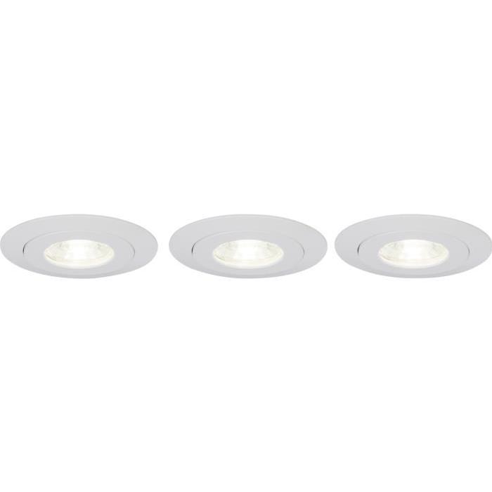 BRILLIANT Kit de 3 spots encastrés orientables Nodus led ip44 4W 4000k - Blanc