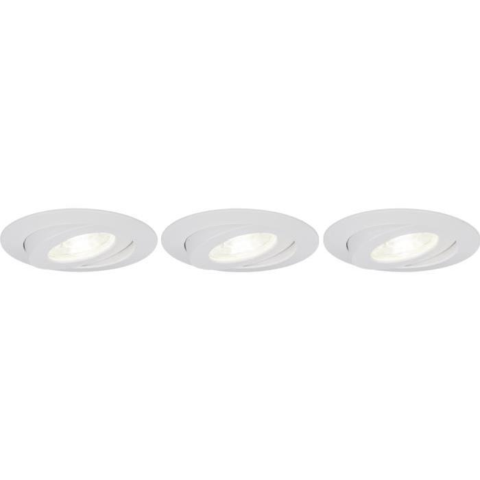 BRILLIANT Kit de 3 spots encastrés orientables Nodus led ip44 4W 4000k - Blanc