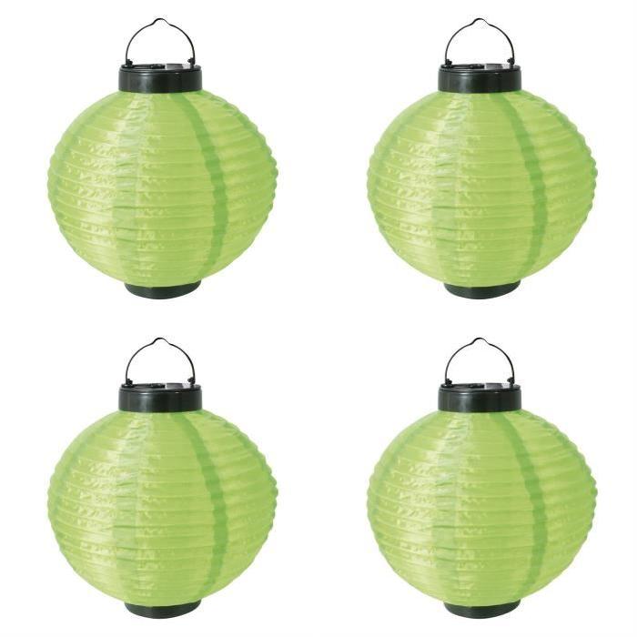 Lot de 4 Lampions solaires verts