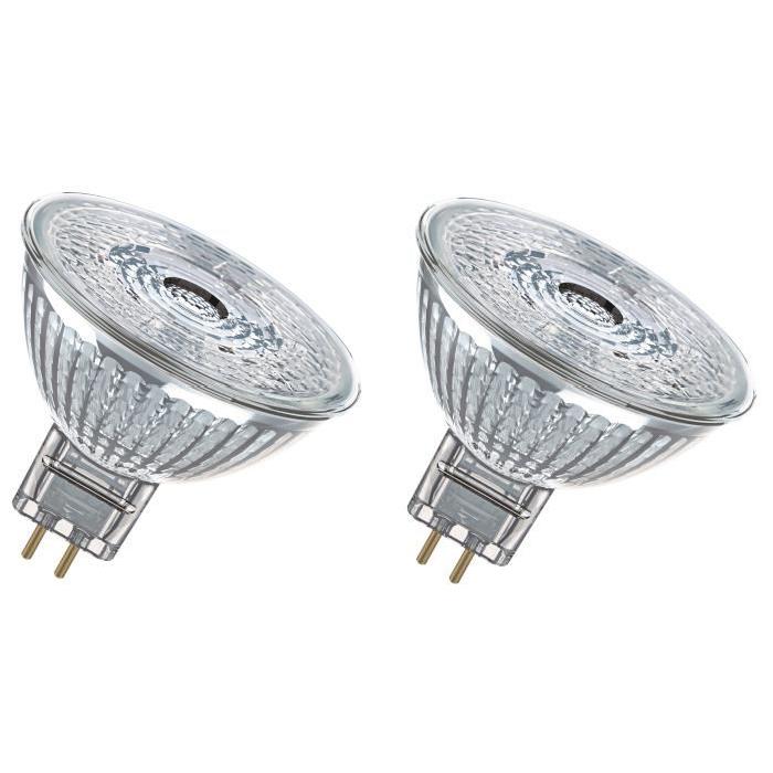 OSRAM Lot de 2 Ampoules spot LED MR16 GU5,3 3 W équivalent a 20 W blanc chaud dimmable