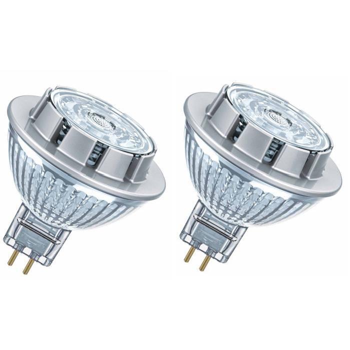 OSRAM Lot de 2 Ampoules spot LED MR16 GU5,3 7,8 W équivalent a 50 W blanc chaud dimmable