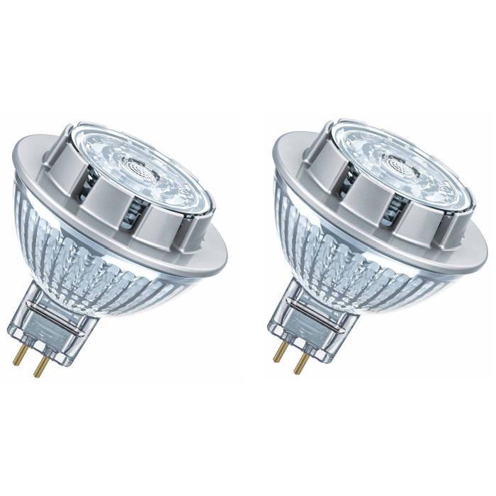 OSRAM Lot de 2 Ampoules spot LED MR16 GU5,3 7,2 W équivalent a 50 W blanc froid