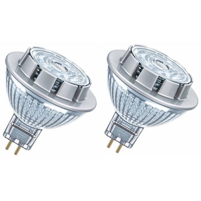 OSRAM Lot de 2 Ampoules spot LED MR16 GU5,3 7,2 W équivalent a 50 W blanc chaud