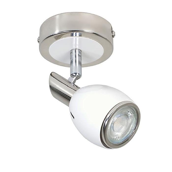 FIFTIES Spot 1 lumiere LED L6 x H13 cm Blanc