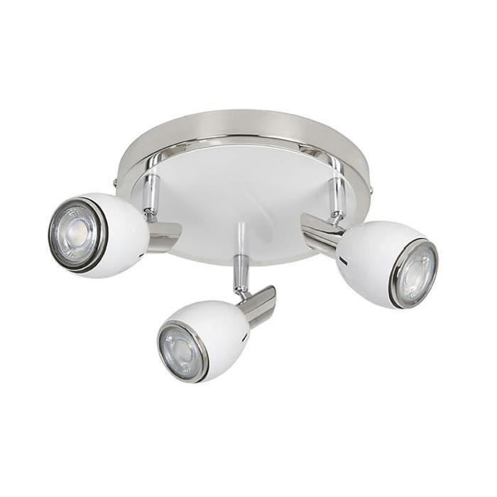 FIFTIES Spot 3 lumieres LED H27 cm Blanc