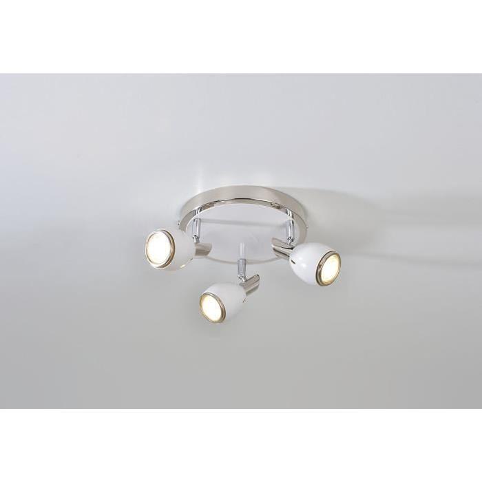 FIFTIES Spot 3 lumieres LED H27 cm Blanc