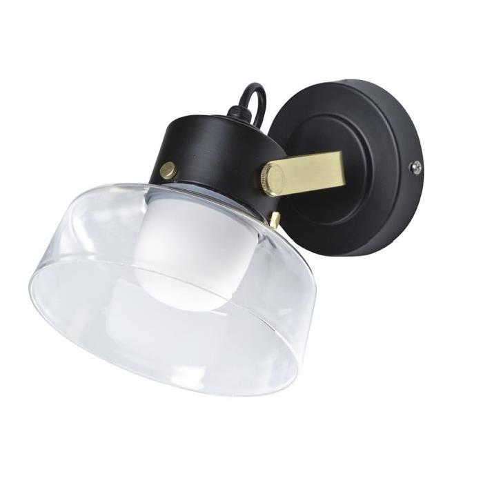 MAKO Spot salle de bain LED L16 x H15 cm Noir et laiton