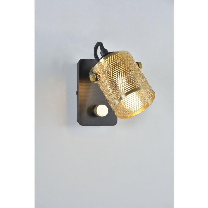 HUTON Spot 1 lumiere LED L7 x H11 cm Noir et laiton