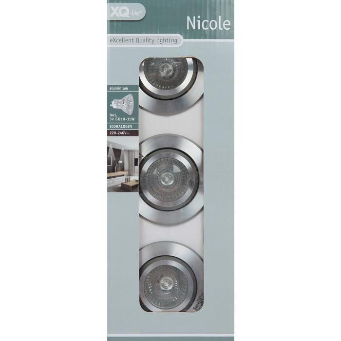 XQ-LITE Kit de 3 spots orientables Nicole GU10 35 W gris