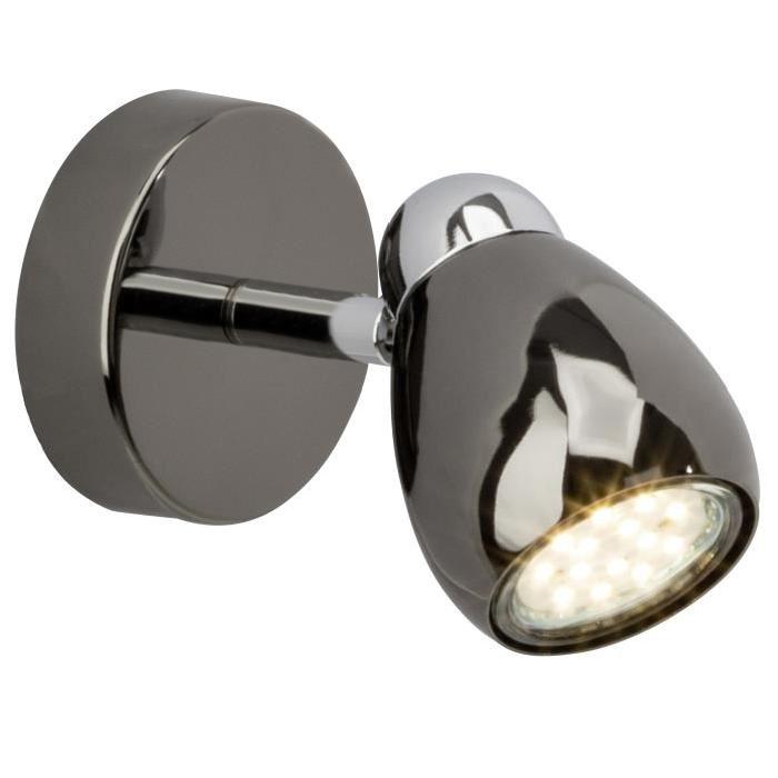 Spot patere LED Milano 1x GU10 3W chrome et noir chrome