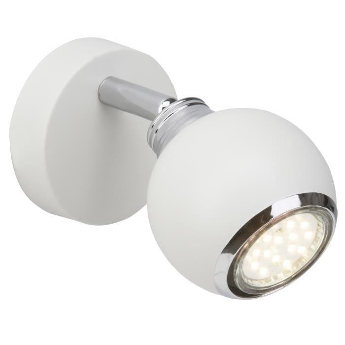 Spot patere LED Ina 1xGU10 3W blanc et chrome