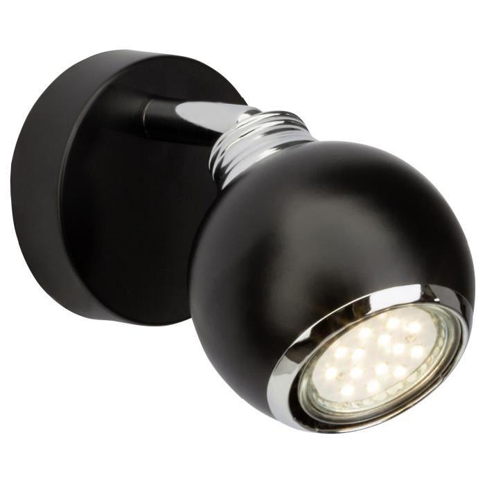 Spot patere LED Ina 1xGU10 3W noir et chrome