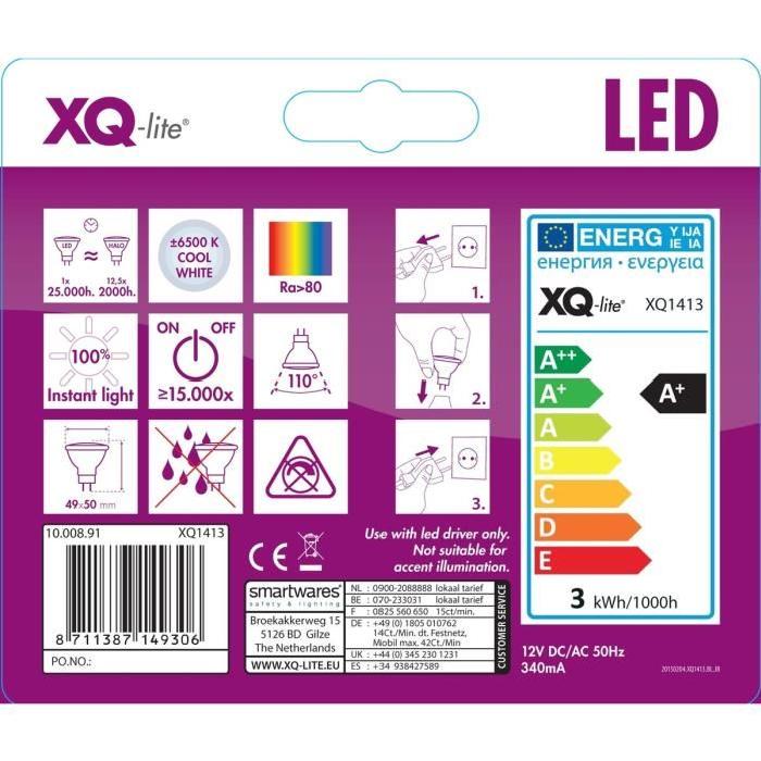 XQ-LITE Ampoule LED MR16 GU5,3 3W équivalence 28W