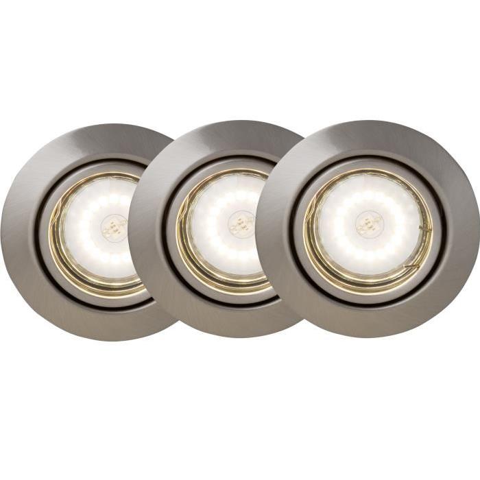 Kit de 3 spots LED encastrables orientables Honor GU10 5W gris