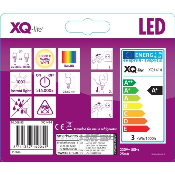 XQ-LITE Lot de 5 ampoules LED E14 mini 2,5W équivalence 20W