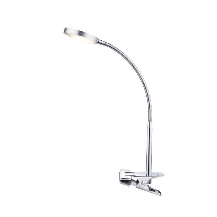 GLOBO LIGHTING Spot a pince avec Interrupteur -  inclus 1xLED 3W 9,6V 450lm 3000K - 300x470 - Aluminium Chrome