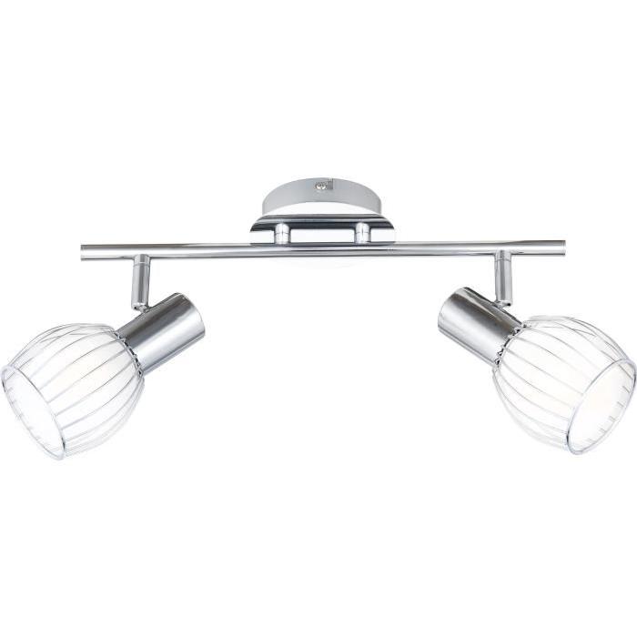 GLOBO LIGHTING Spot chrome - Verre satiné - Filet chromé - 360 mm x 150 mm