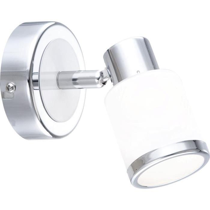 GLOBO LIGHTING Spot chrome blanc - Verre opal - Anneau chromé - Ř 85 mm x 95 mm x 130 mm