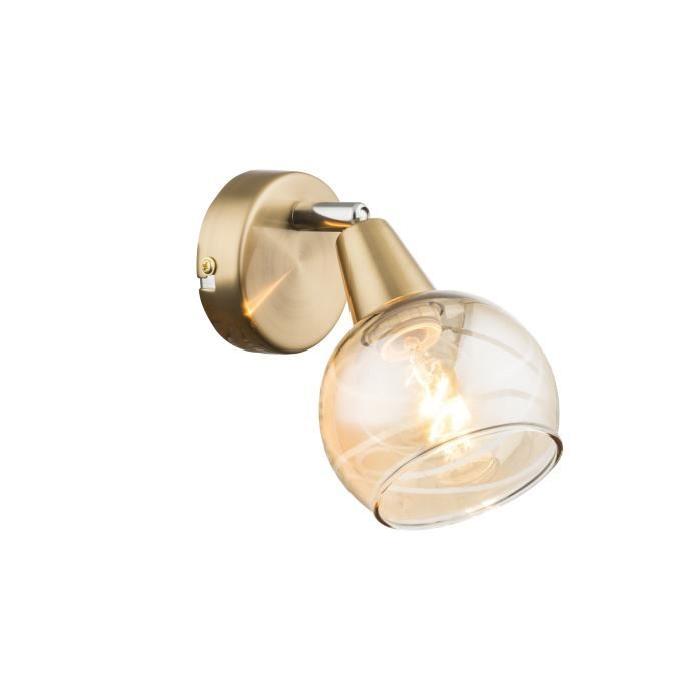 GLOBO LIGHTING Spot LED doré - Verre ambre translucide - 97 mm x 150mm x 186 mm