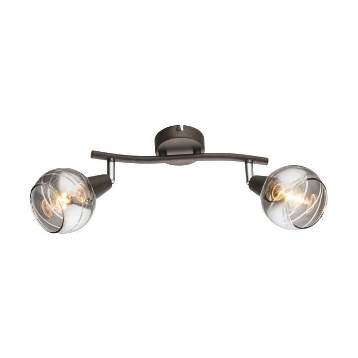 GLOBO LIGHTING Spot LED bronze - Verre fumé translucide - 280 mm x 97 mm x 211 mm