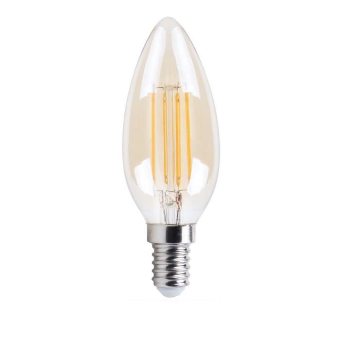 XQ-Lite Ampoule bougie or LED E14 XQ1462G 4 W équivalent a 30 W blanc extra chaleureux