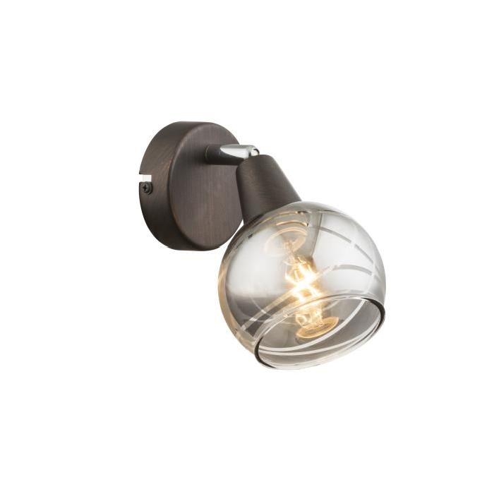 GLOBO LIGHTING Spot LED bronze - Verre fumé translucide - 97 mm x 150 mm x 186 mm