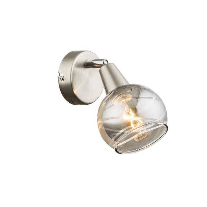 GLOBO LIGHTING Spot LED nickel mat - Verre fumé translucide - 97 mm x 150 mm x 186 mm