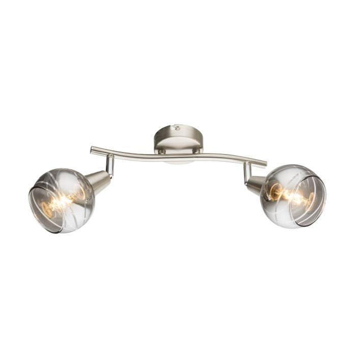 GLOBO LIGHTING Spot LED nickel mat - Verre fumé translucide - 280 mm x 97 mm x 211 mm