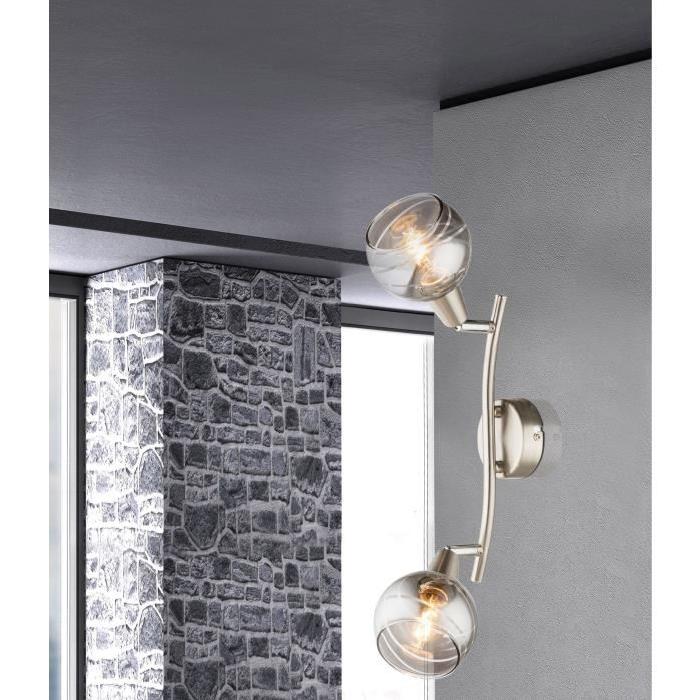 GLOBO LIGHTING Spot LED nickel mat - Verre fumé translucide - 280 mm x 97 mm x 211 mm