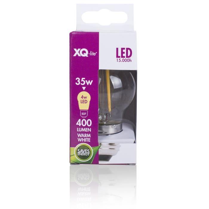 XQ-Lite Ampoule filament LED globe E27 XQ1464 4 W équivalent a 35 W blanc chaud