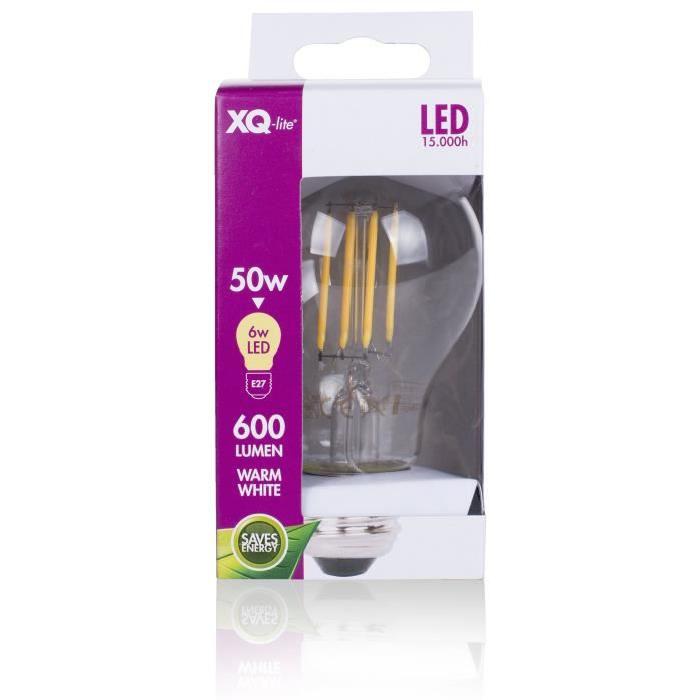 XQ-Lite Ampoule filament LED E27 A60 XQ1466 6 W équivalent a 50 W blanc chaud