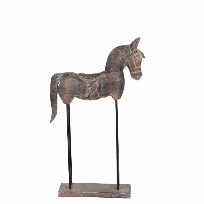 EDELMAN Sculpture cheval Bois De Manguier - Peinture a la chaux - L30 x l9 x H52 cm