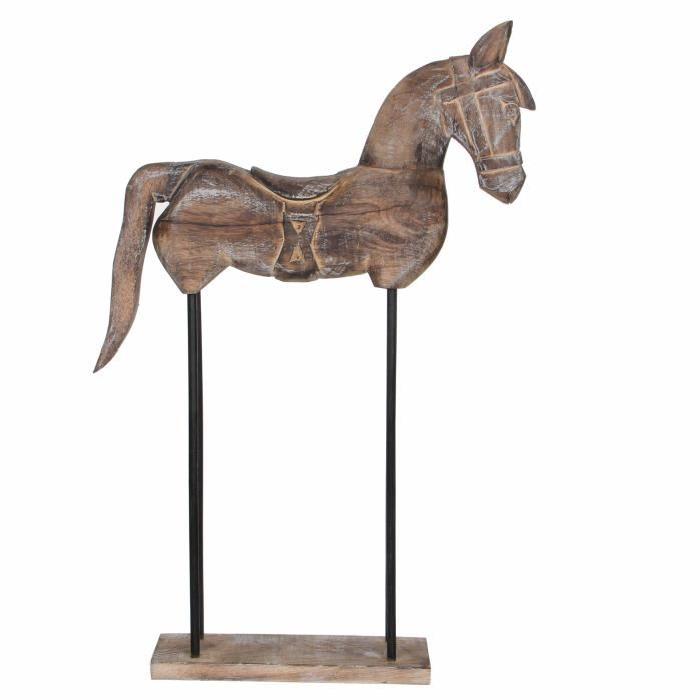 EDELMAN Sculpture cheval Bois De Manguier - Peinture a la chaux - L36 x l9 x H60 cm