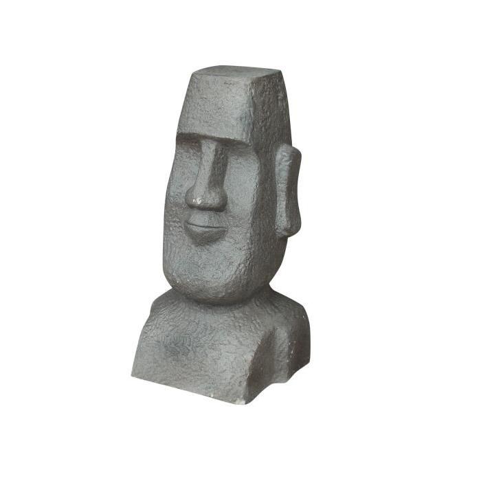 HOMEA Statut Moai déco en argile H51 cm gris