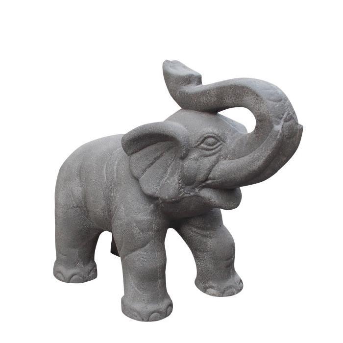 HOMEA Eléphant déco en argile H52 cm gris