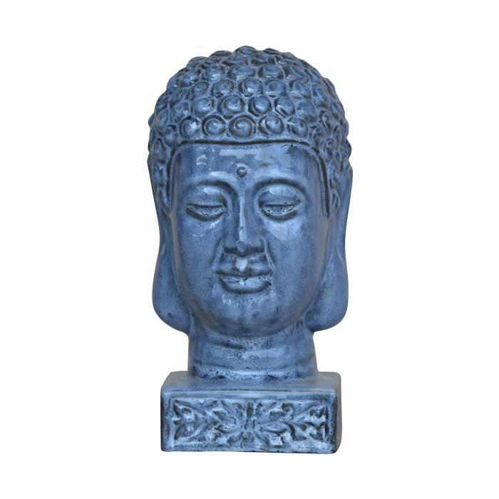 HOMEA Tete de bouddha émaillée déco Ř17xH33 cm anthracite