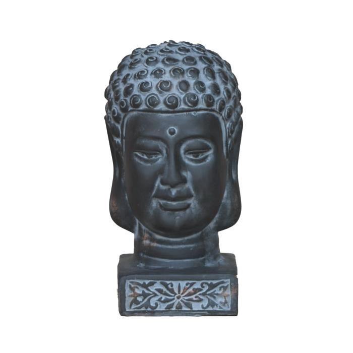 HOMEA Tete de bouddha émaillée Ř17xH33 cm gris